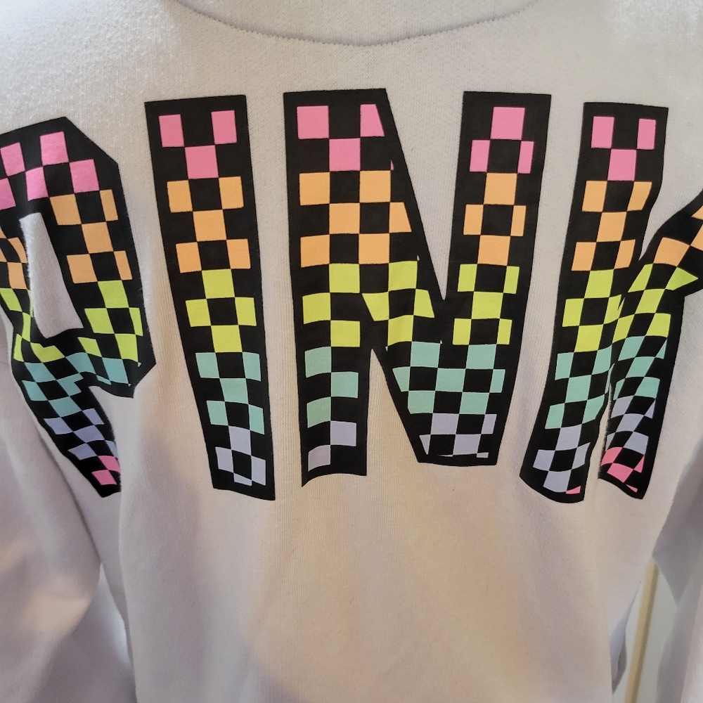 RARE VS PINK SHERPA LINED CHECKER HOODIE - Picture 3 of 10
